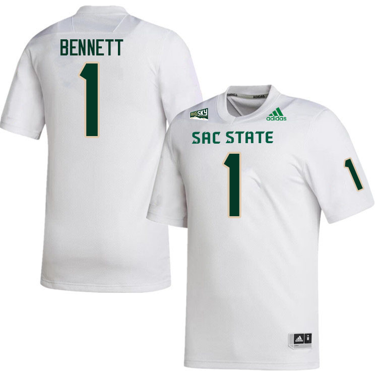 Sacramento State Hornets #1 Kaiden Bennett College Football Jerseys Stitched Sale-White
